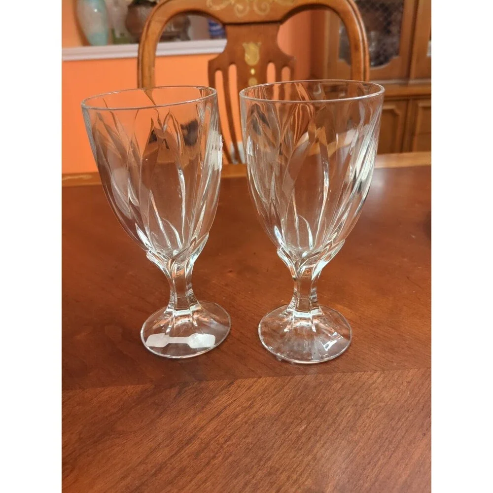 Mikasa Impression Swirl Optic Crystal Drinking Glasses Set 2 Glasses 7.5